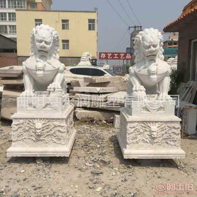 【石雕石獅子石雕獅子景觀雕塑門口擺件石獅子一對