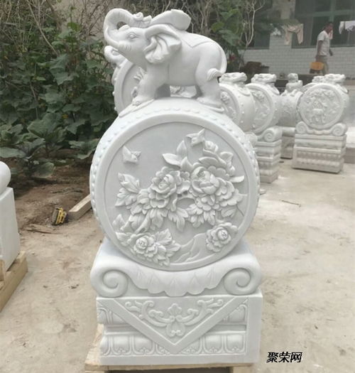 80cm漢白玉門墩,億嘉雕塑,貔貅門墩