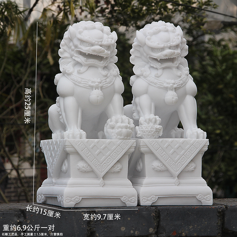 石獅子一對家用看門中式家居飾品仿漢白玉石雕迷你小獅子新款上市